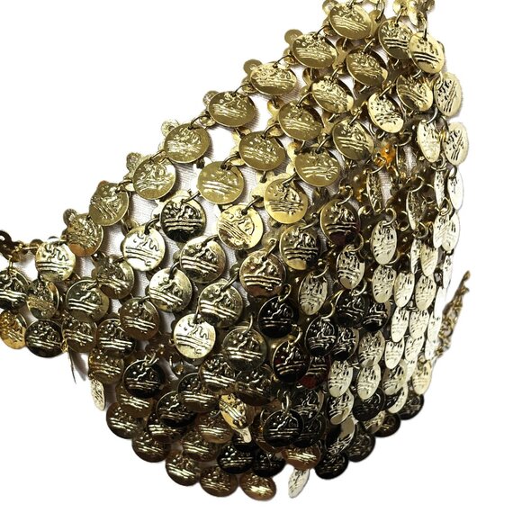 Belly Dance Gold  Metal Coin Boho Bra Y2K NWT NOS - Picture 3 of 12